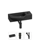Подвесная мини раковина в туалет Lavinia Boho Sink 20216125R в наборе 3 в 1: настенная раковина угловая 45 см, донный клапан, сифон (матовый черный)